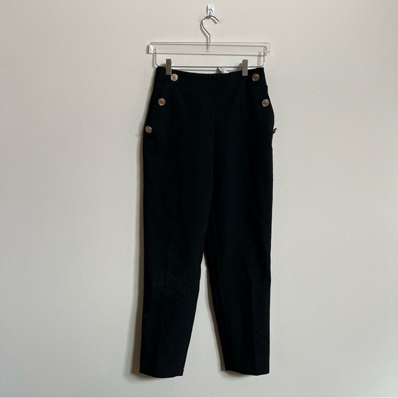 Zara straight leg pants with metallic gold bottons size small - Picture 2 of 3
